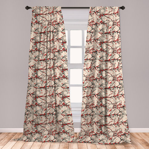 East Urban Home Ambesonne Cherry Blossom Window Curtains Vivid