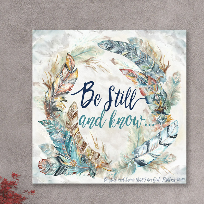 Bungalow Rose Feather Wreath Be Still And Know Watercolor