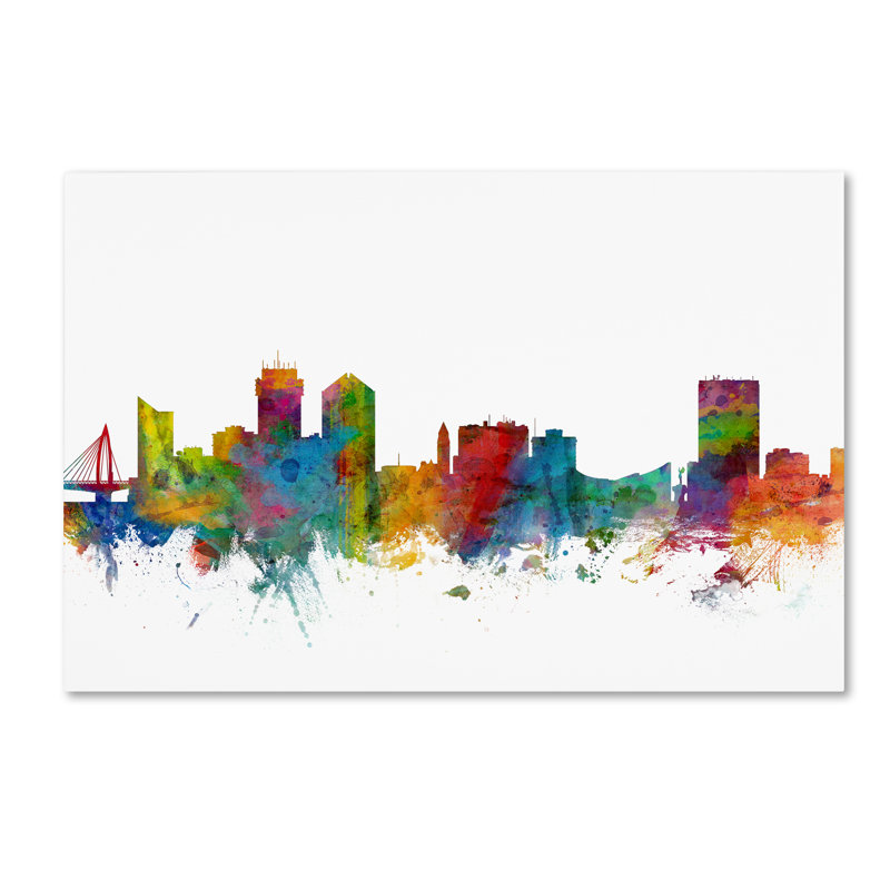 Trademark Art Wichita Kansas Skyline Graphic Art Print On Wrapped Canvas Wayfair