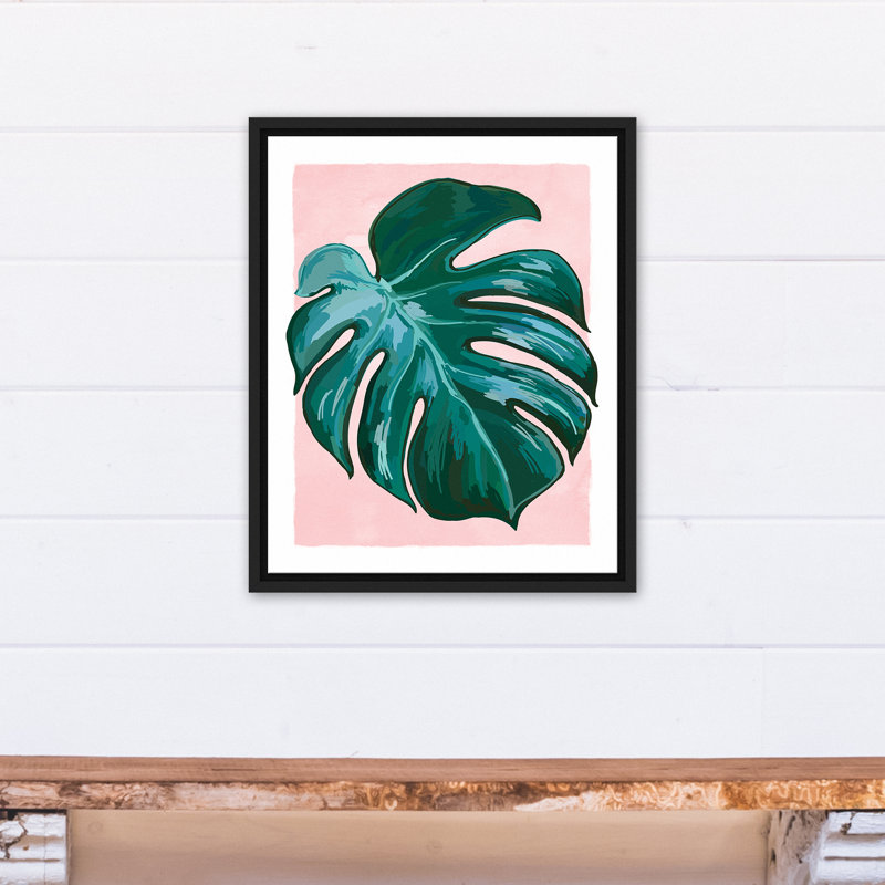 Bay Isle Home Palm Leaf On Pink Background Framed Watercolor