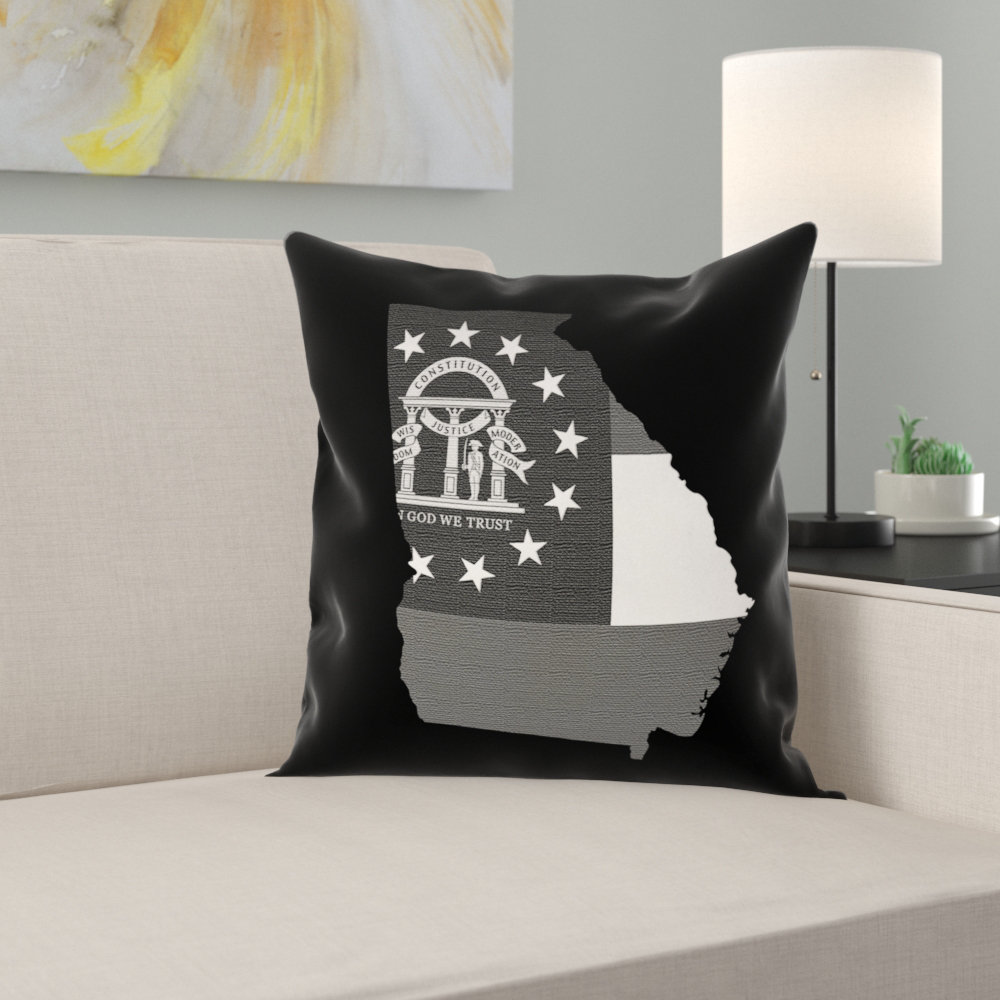 East Urban Home Brumit Georgia Flag Pillow In Faux Linen Double Sided Print Throw Pillow Wayfair