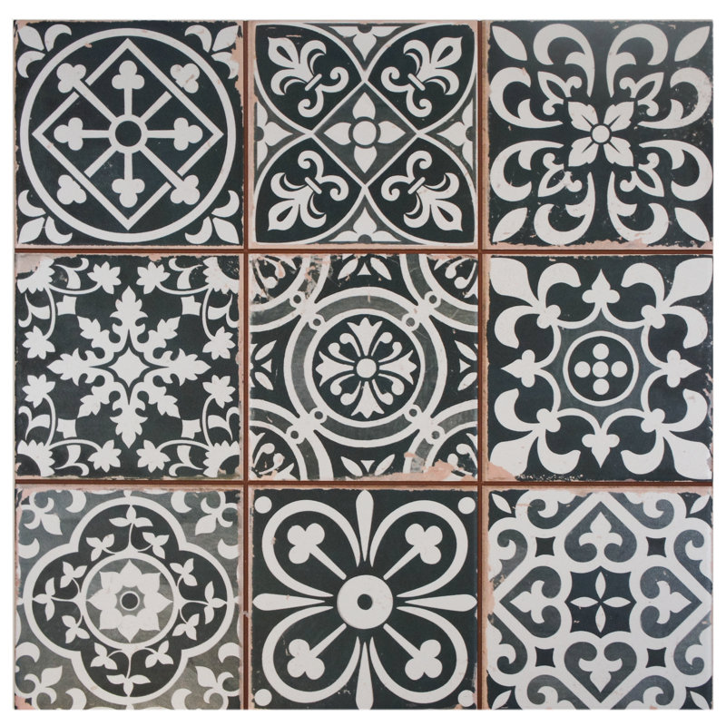 Elitetile Faventie Nero 13 X Ceramic Field Tile In Black White Faventie Nero 13 X Ceramic Field Tile In Black White