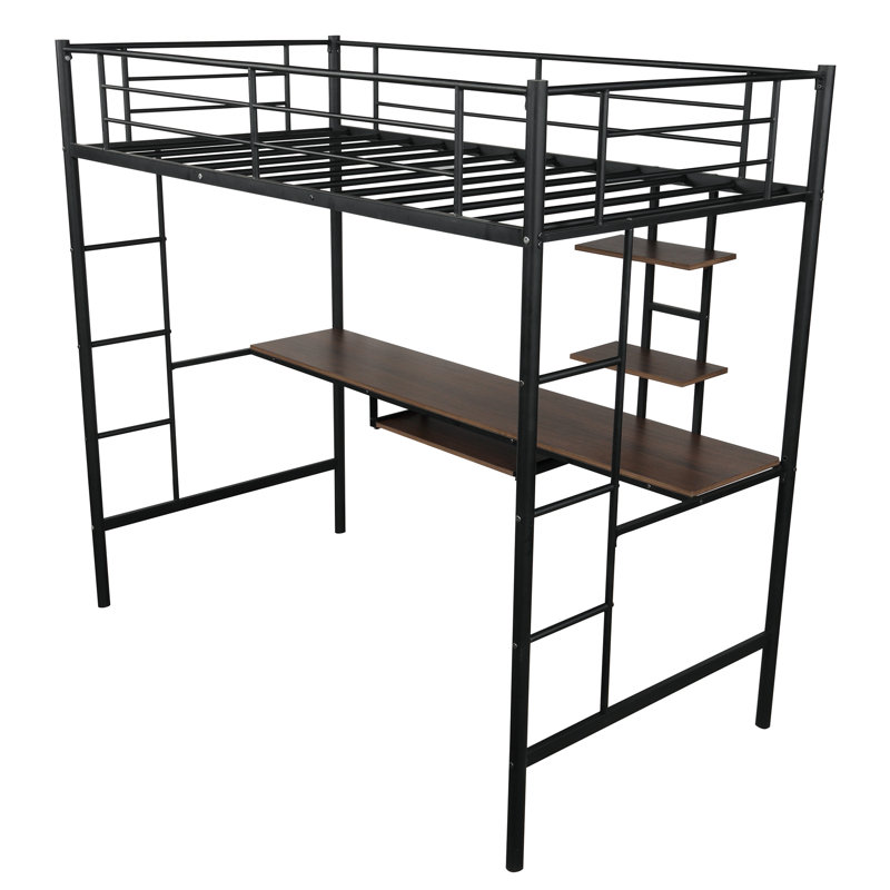 Isabelle Max Tradera Twin Loft Bed With Desk And Shelves Wayfair Ca