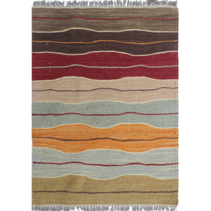Troy Kilim Hand Woven Wool Brown Area Rug