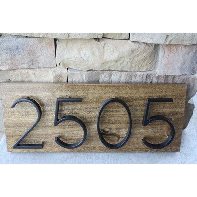Modern Home 1-Line Wall Address Plaque Appleridge Lane Number Color: Brushed Nickel, Plaque Color: Early American, Orientation: Horizontal