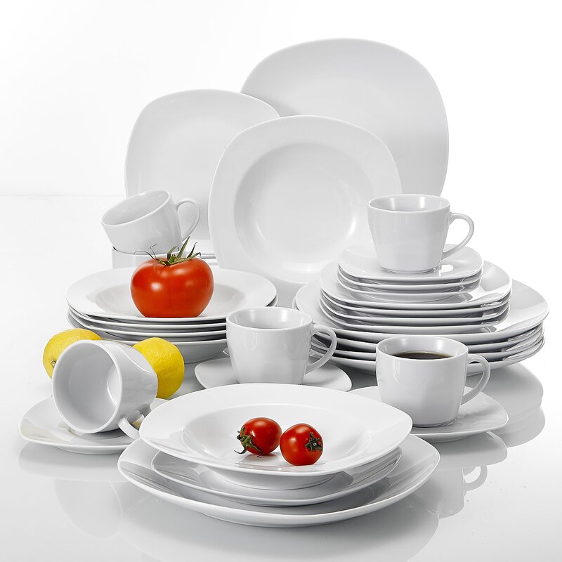 MALACASA Elisa 30pcs China Porcelain Tableware Dinner Set Cups Saucers Plates UK