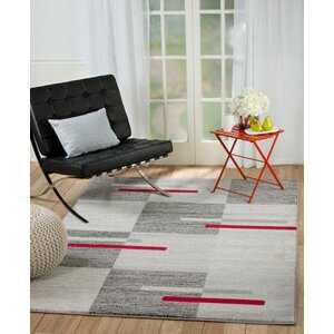 Grimes Gray/Red Wool Area Rug