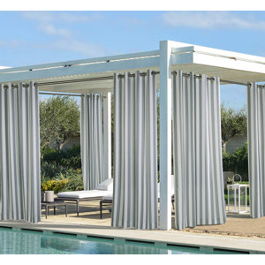 Gonzalo Outdoor Decor Striped Semi-Sheer Grommet Single Curtain Panel