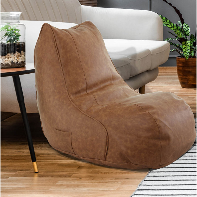 Ebern Designs Small Faux Leather Bean Bag Chair & Lounger ...
