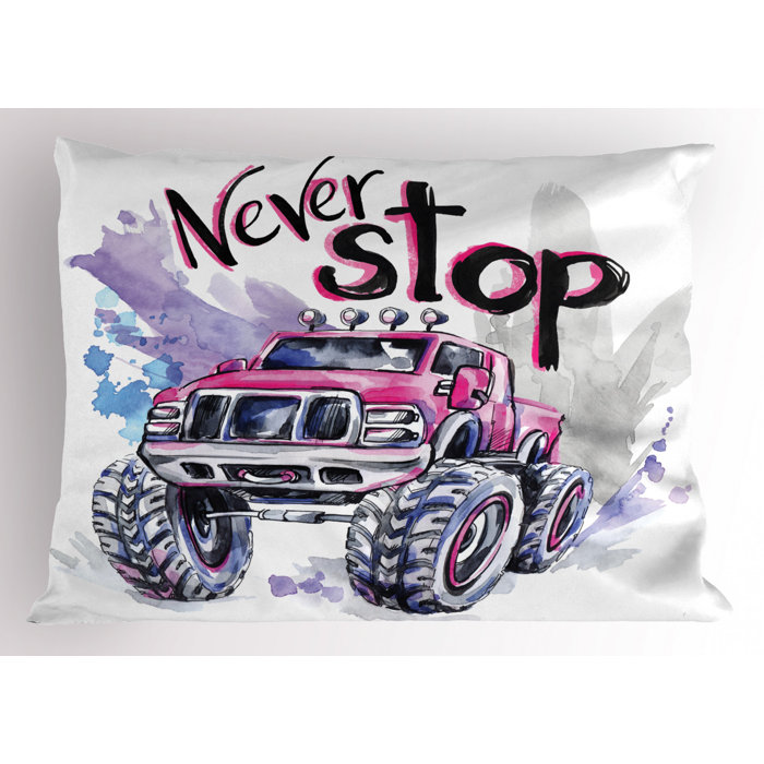 East Urban Home Ambesonne Monster Truck Pillow Sham Watercolor