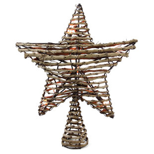 Natural Rattan Star Christmas Tree Topper Natural Rattan Star Christmas Tree Topper