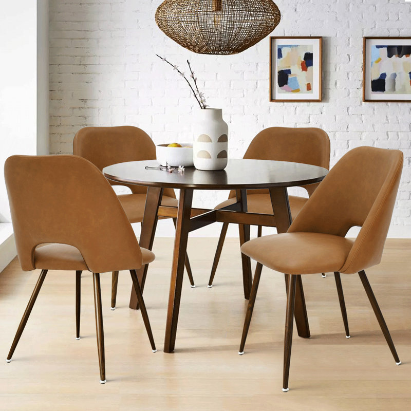 ((ONLY CHAIR )) Aunnika Upholstered Walnut Dining Chairs, Set Of 4 Upholstery Color: Brown