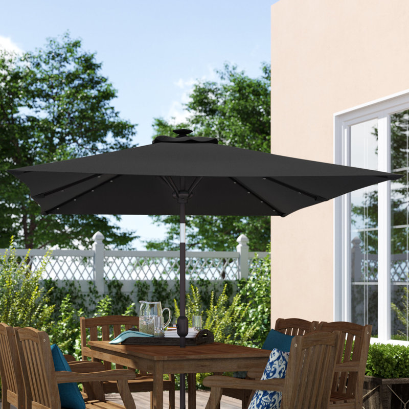 Freeport Park Eliana Solar Lighted Sunshade Tilt Crank 10 X 6 6