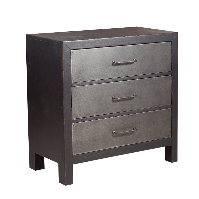 Williston Forge Blane Industrial Style 3 Drawer Accent Chest