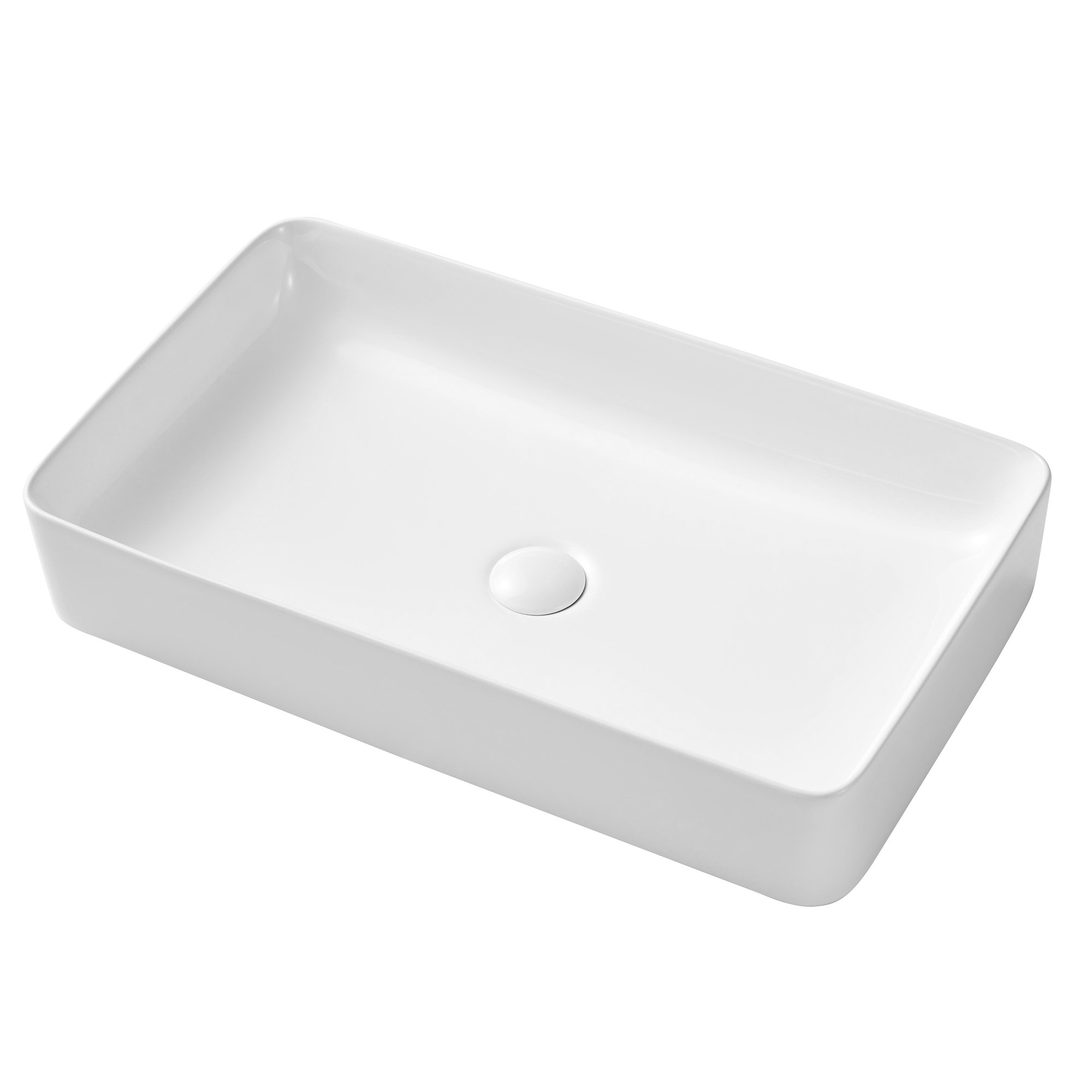 PENGFANG WORLDWIDE LLC White Ceramic Rectangular Vessel Bathroom Sink