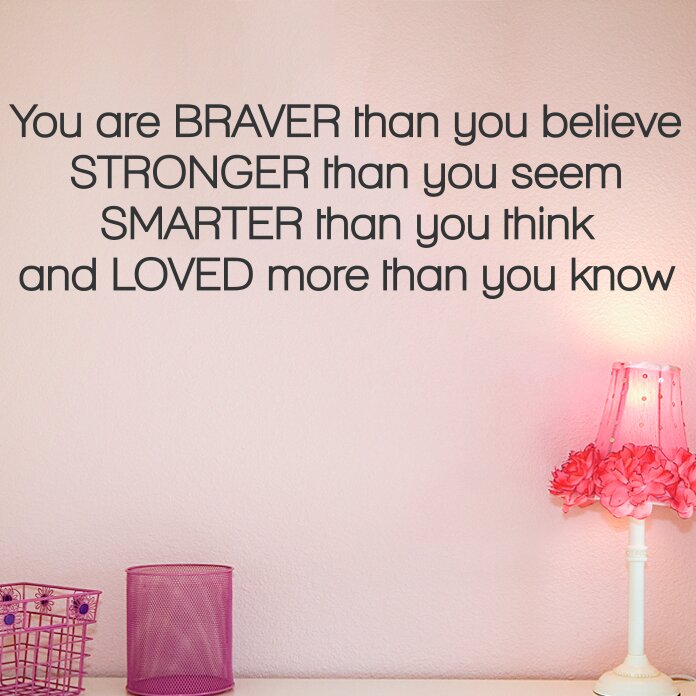You Are Stronger Braver Smarter//Removable Vinyl Quotes Sticker//Wall Decoration