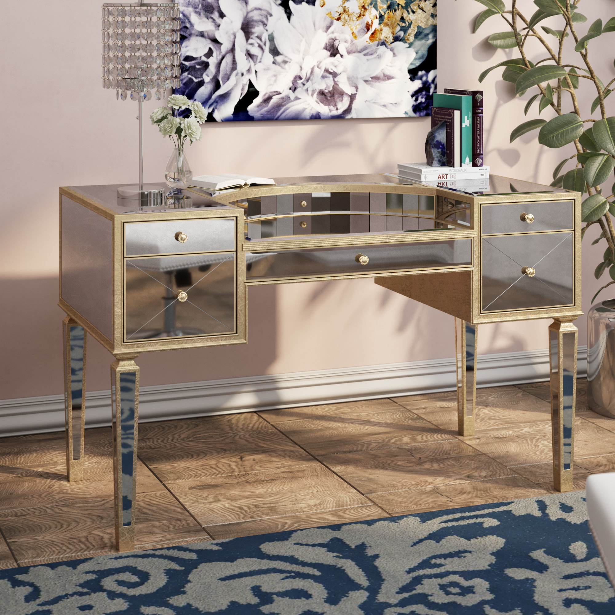 Willa Arlo Interiors Roehl Mirrored Writing Desk Reviews Wayfair Willa Arlo Interiors Roehl Mirrored
