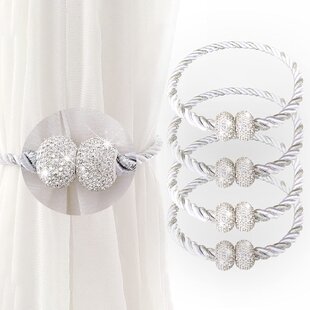 2x Metal Crystal Glass Curtain Holdback Wall Tie Backs Hooks Hanger  Hono_