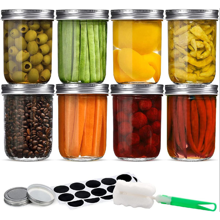 feidigeluo 16Oz Wide Mouth Mason Jars, 8 Pack Glass Canning ...