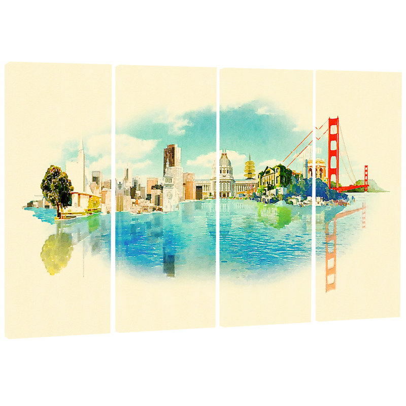 Designart San Francisco Panoramic View Cityscape 4 Piece