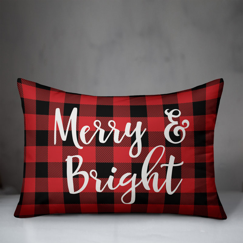 The Holiday Aisle Danita Merry Bright In Buffalo Check Plaid Lumbar Pillow Wayfair