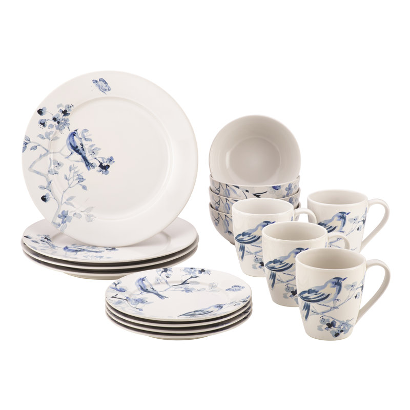 Paula Deen Indigo Blossom Stoneware 16 Piece Dinnerware Set