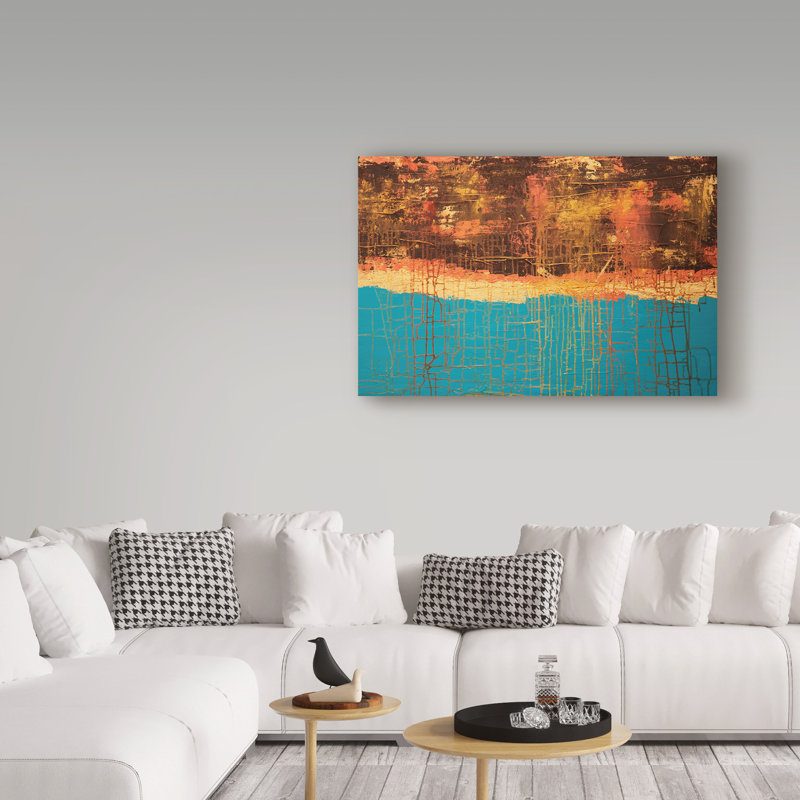 Trademark Art Electrical Charge Rust Blue Acrylic Painting Print