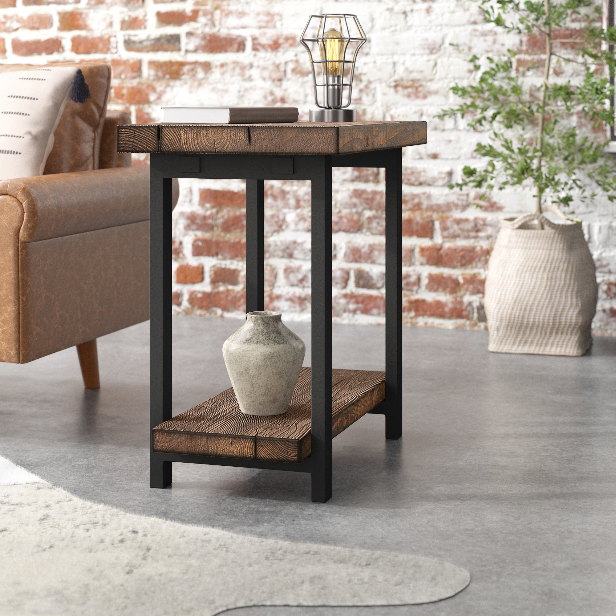 wood end tables with shelves