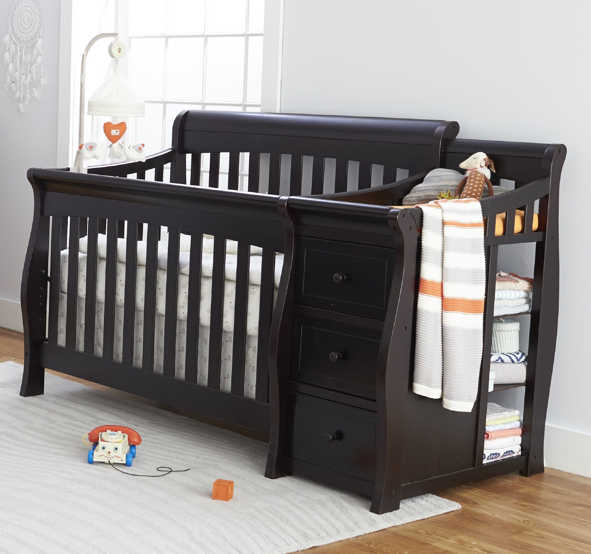 wayfair crib with changing table