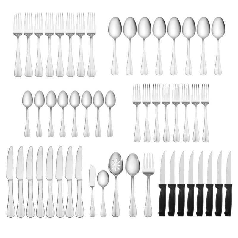 Pfaltzgraff Simplicity 53 Piece 18 0 Stainless Steel Flatware Set Service For 8 Reviews Wayfair