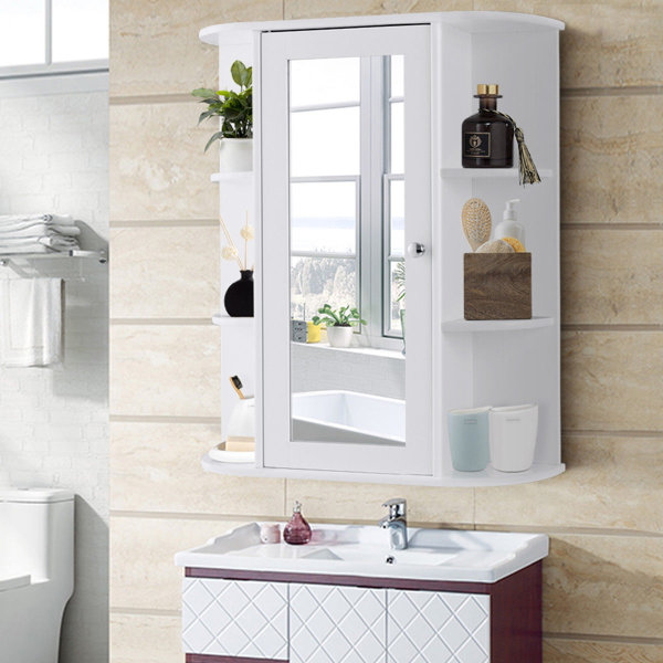 Latitude Run® Bathroom Cabinet Single Door Shelves Wall ...