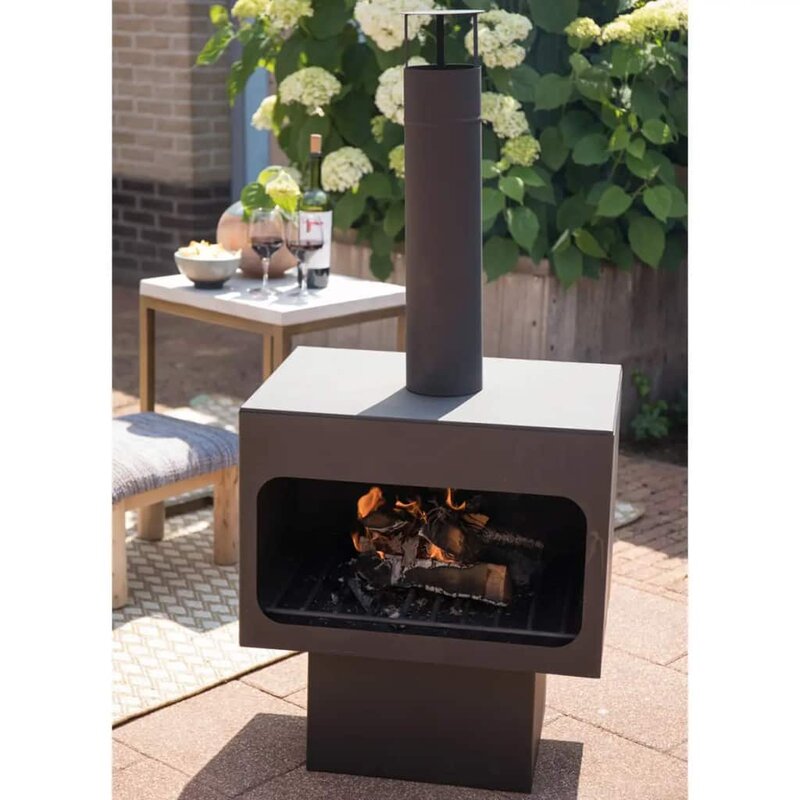 Symple Stuff Redfire Steel Wood Burning Outdoor Fireplace