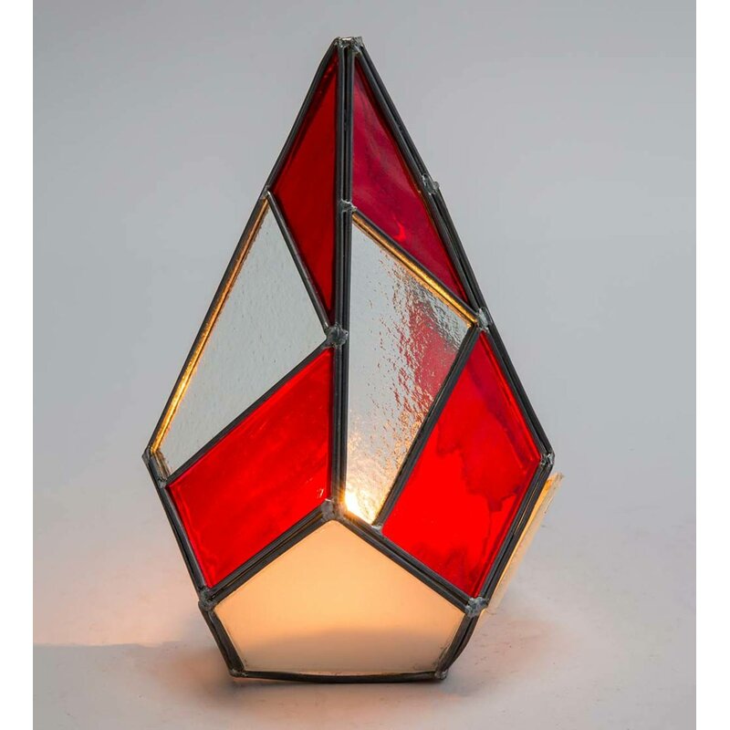 ice crystal glass in geometrical shape set of 2 stained Glass candle holder