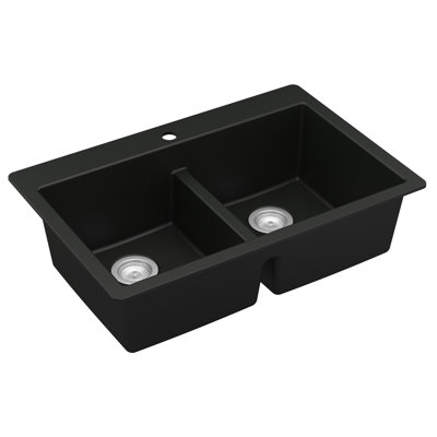 Karran Quartz 33'' X 22'' 50/50 Double Bowl Composite Drop-in Kitchen Sink
