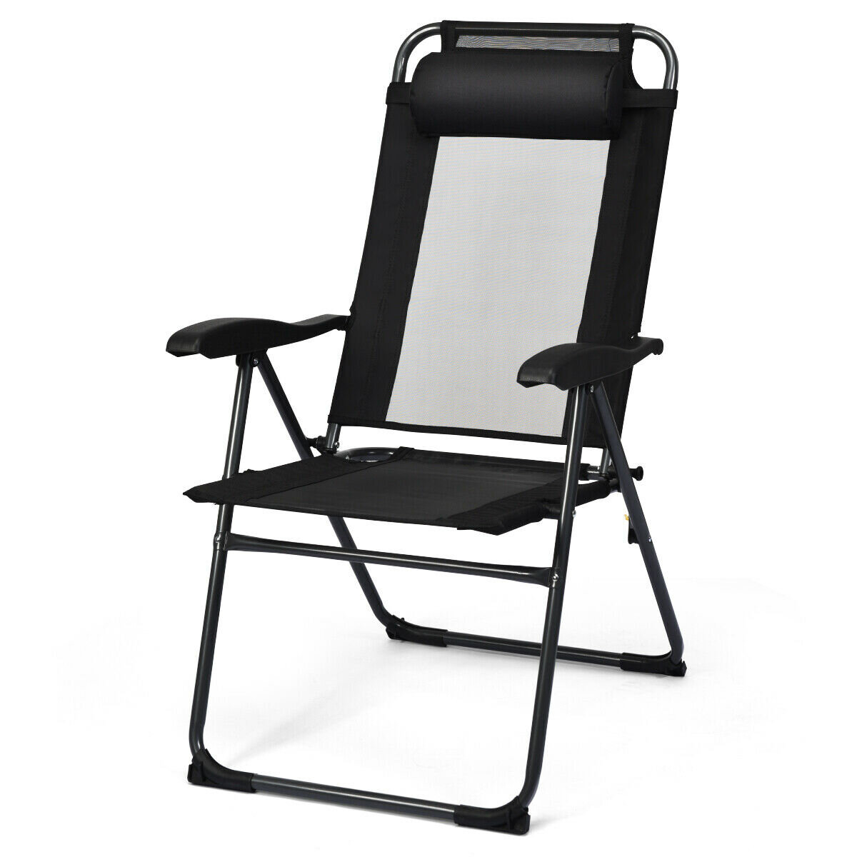 with Cup Holder Tray/Cell Phone Holder Unihome Zero-Gravity-Chair Adjustable Outdoor Chairs Reclining Patio Chair Set of 2 Outdoor Folding Patio Chairs,Gray