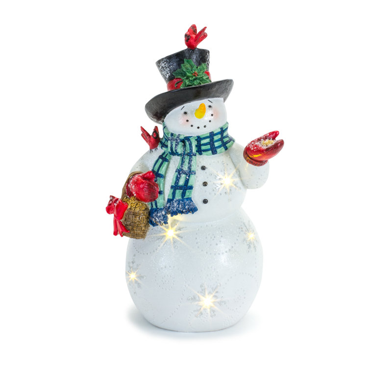 The Holiday Aisle® Resin LED Snowman with Cardinals & Reviews | Wayfair