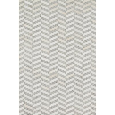 Winnett Geometric Hand-Knotted Cowhide Gray/Ivory Area Rug