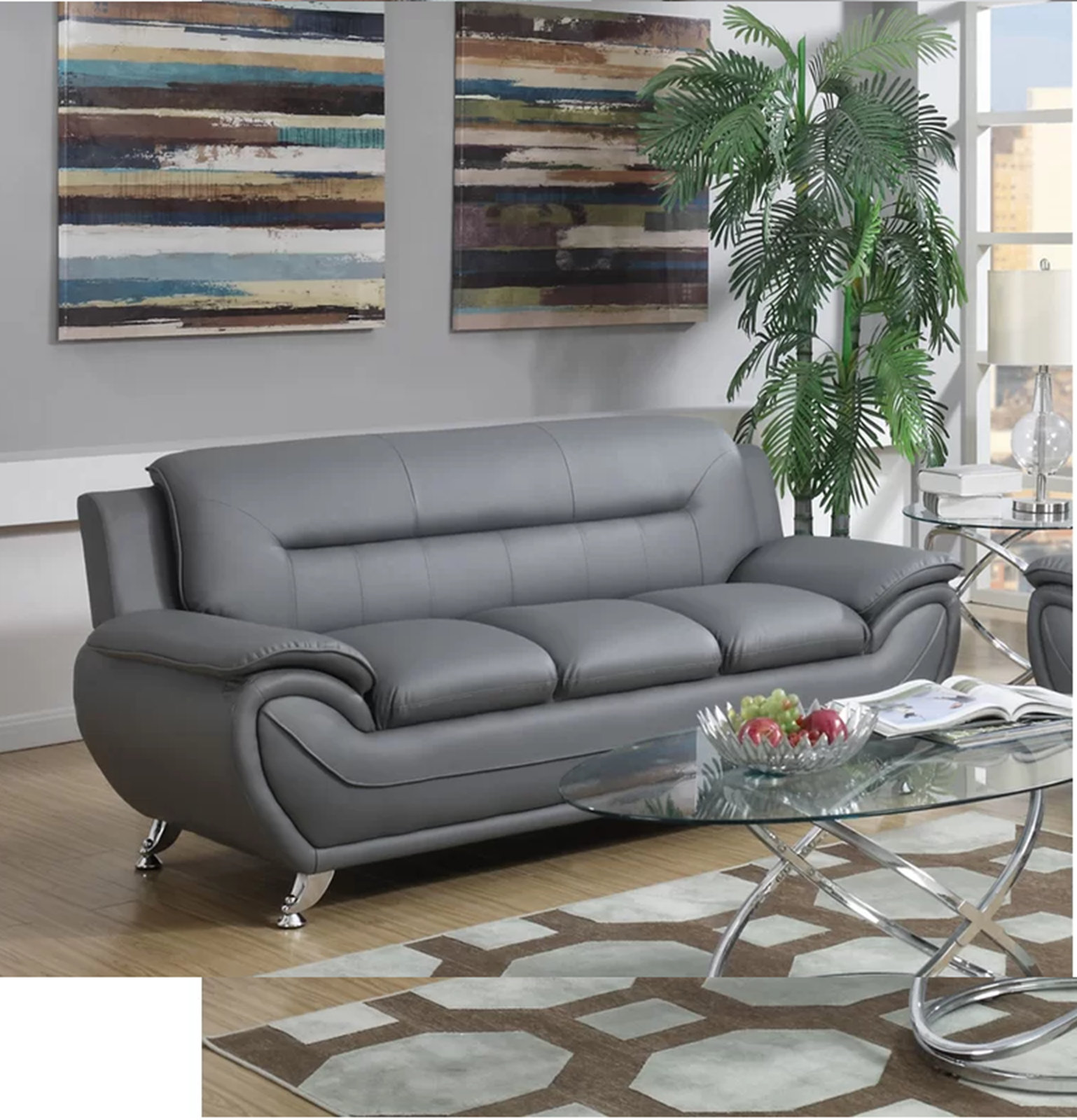 Orren Ellis Mulvey 80 Wide Faux Leather Pillow Top Arm Sofa Reviews Wayfair Ca