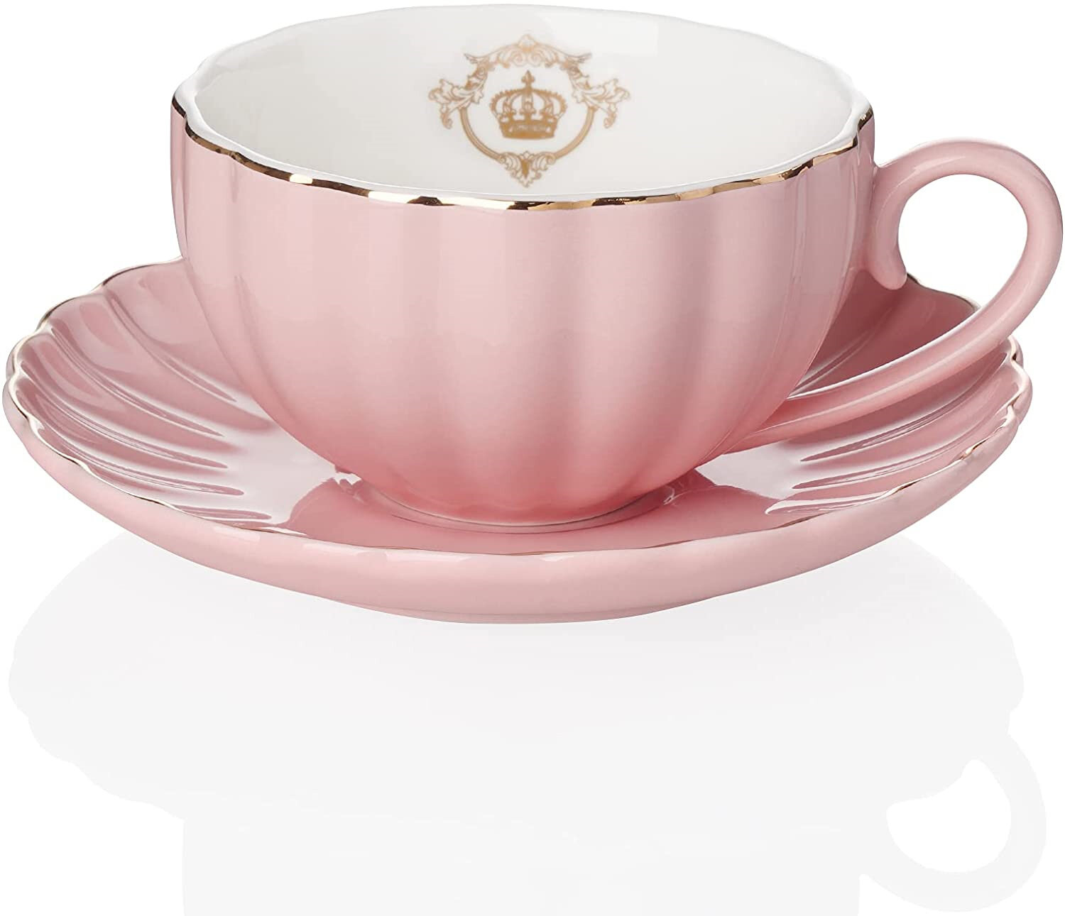 Amazingware Royal Tea Cups And Saucers, With Gold Trim, British Coffee  Cups, Porcelain Tea Set, Set Of 1 (8 Oz)