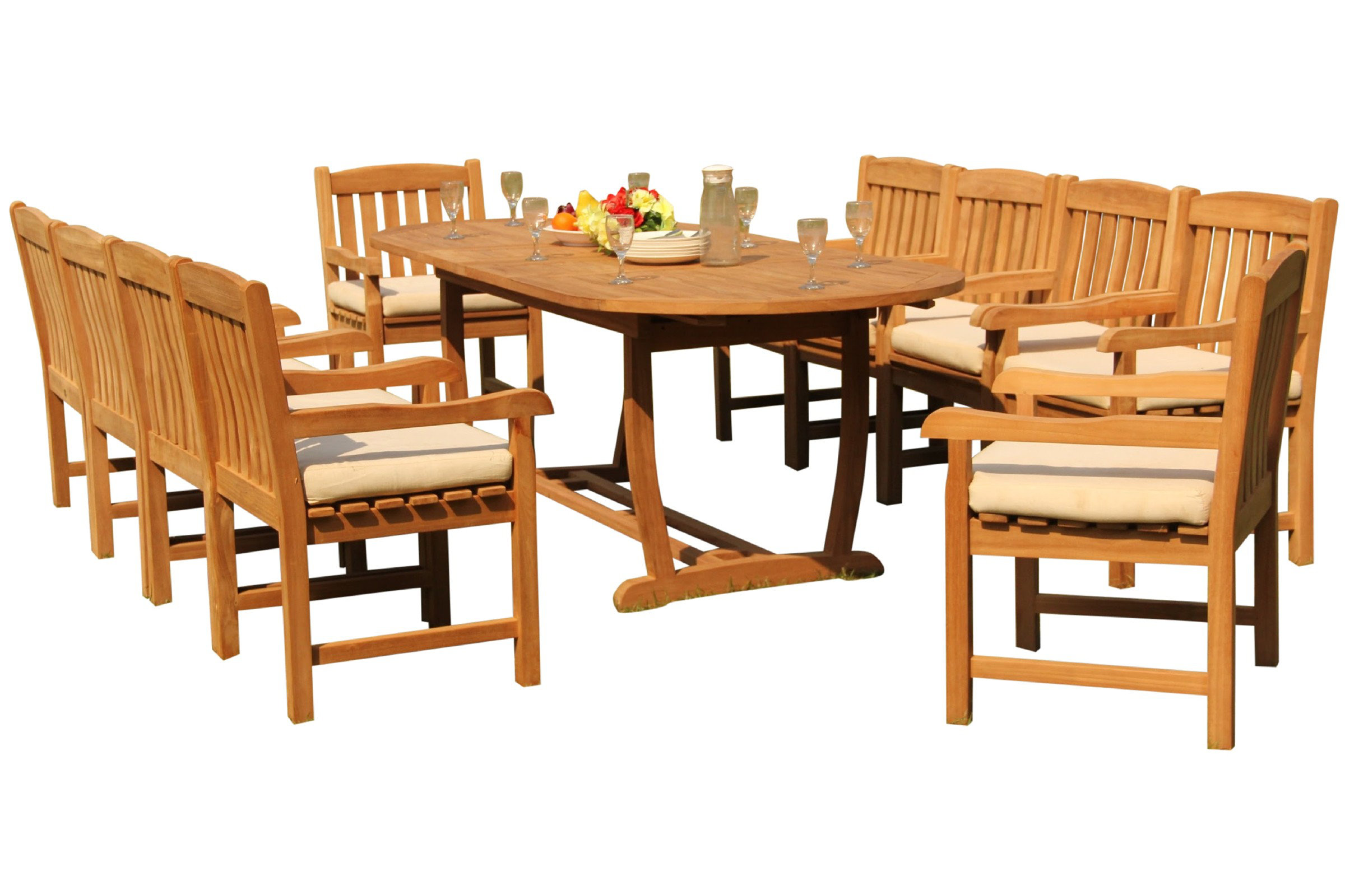 Rosecliff Heights Massenburg 11 Piece Teak Dining Set Wayfair