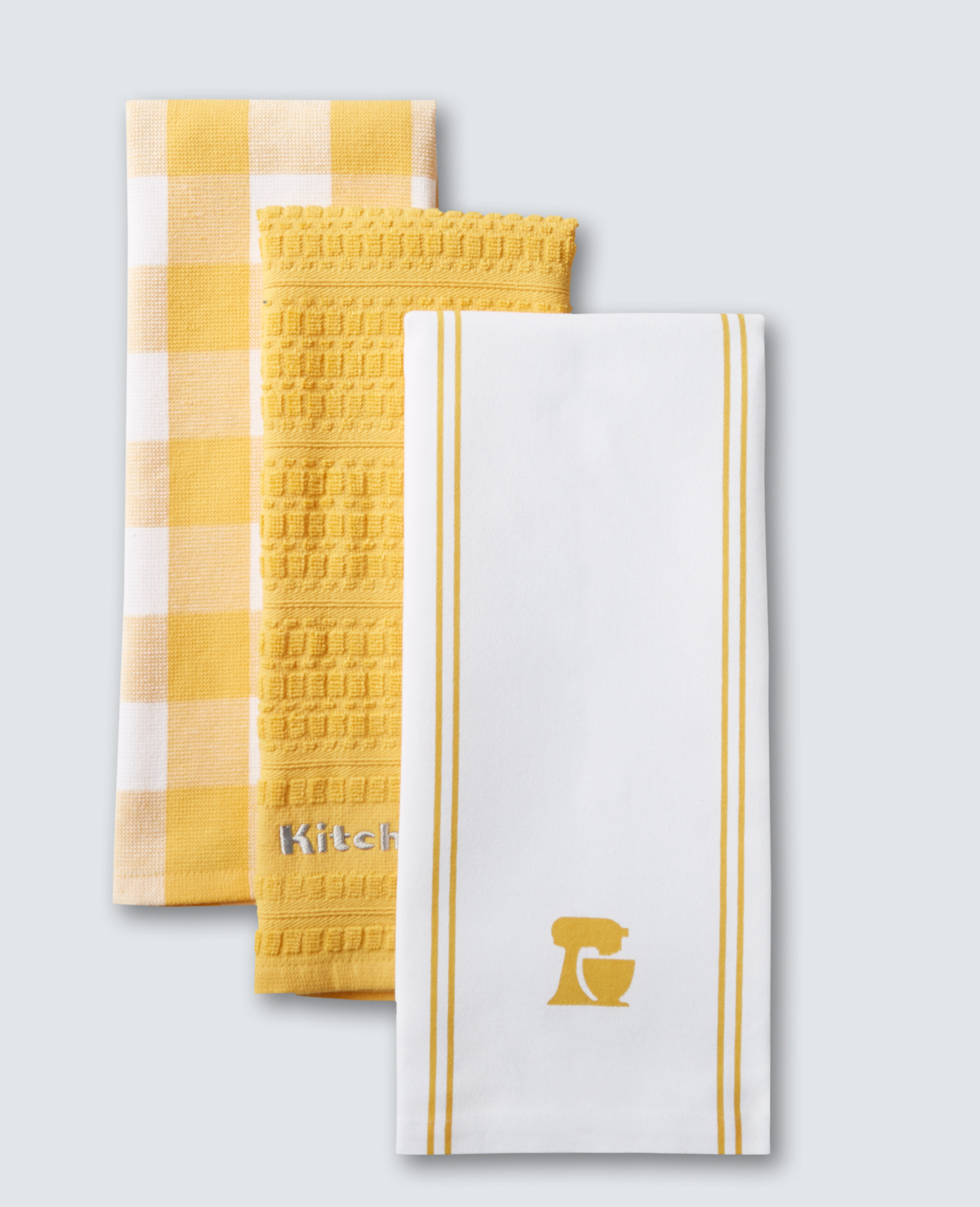 Yellow and grey tea towels Clearance
