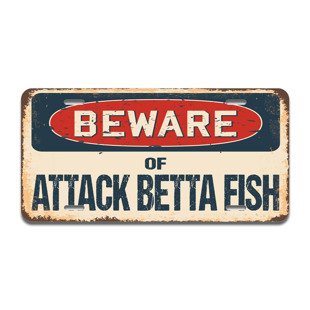 Beware Of Attack Betta Fish Rustic Sign SignMission Classic Plaque Decoration 