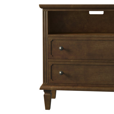 Amberlyn 27.2'' H Traditional  2-Drawer Nightstand with Built-In Outlets and Solid Wood Legs and Open Shelve