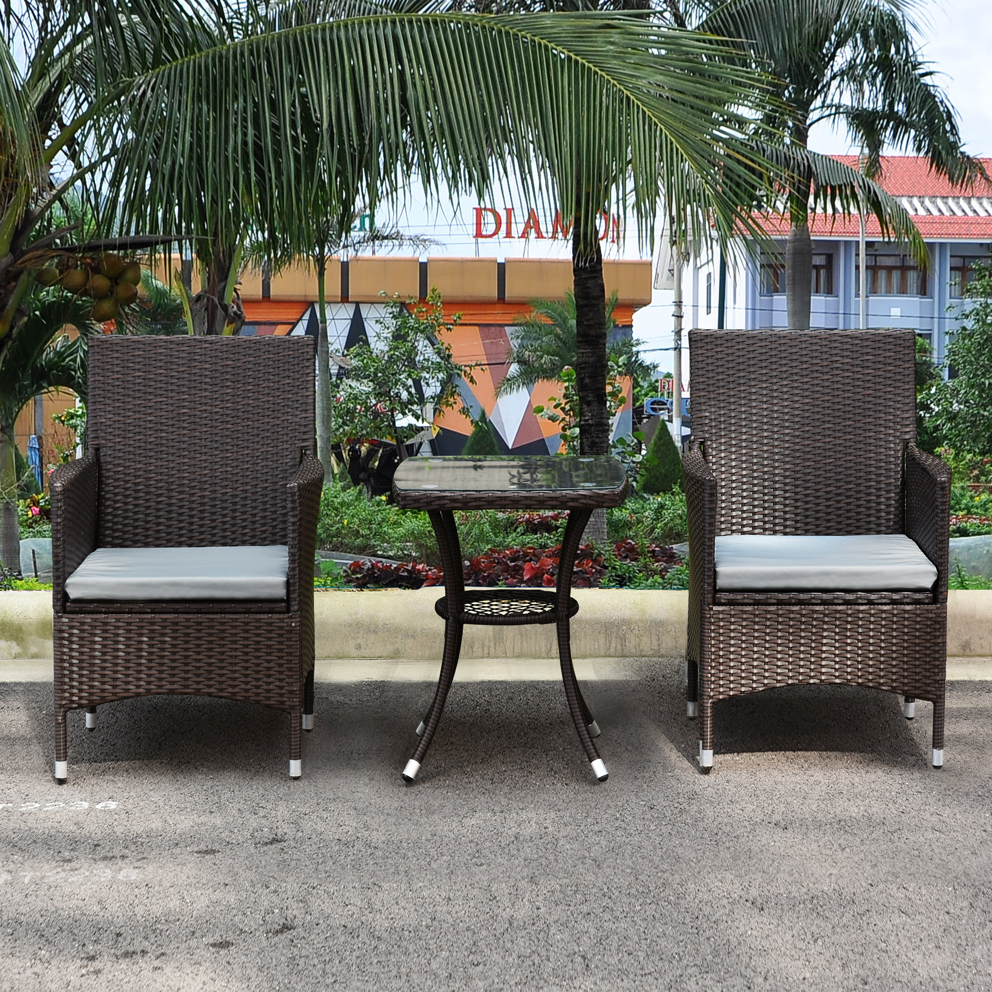 Breakwater Bay 3 Pieces Patio Furniture Set Outdoor Wicker Rattan