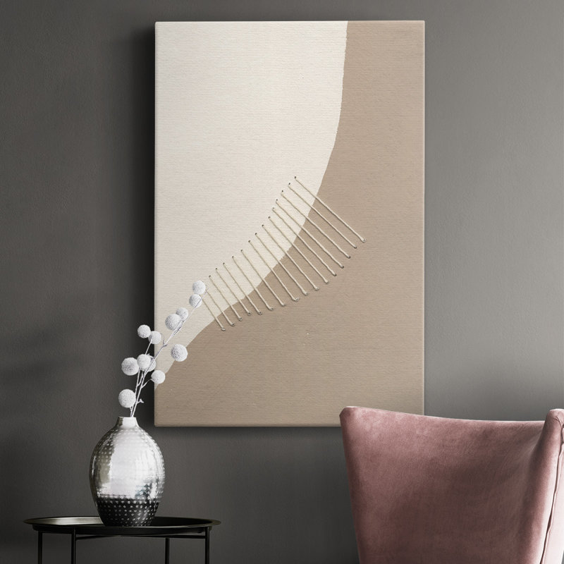 Neutral Stitches I - Wrapped Canvas Graphic Art Size: 27" H x 16" W x 1.5" D