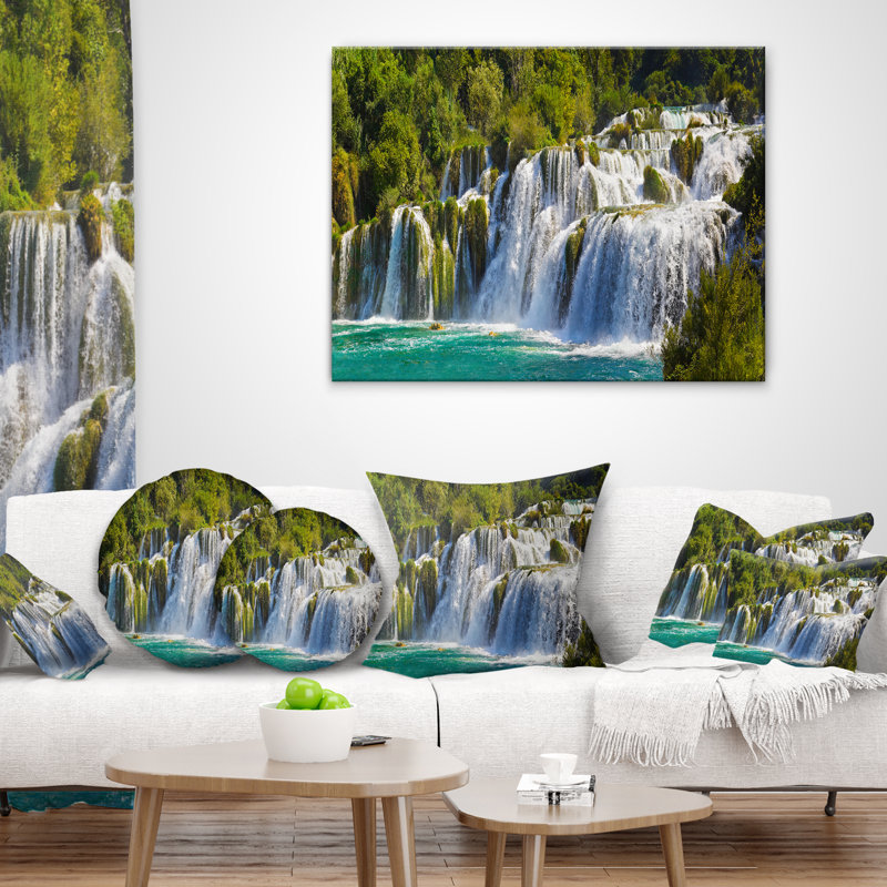 Waterfall Krka Panorama Landscape Photography Throw Pillow /& Cushion Pillow Cover for Living Room Sofa
