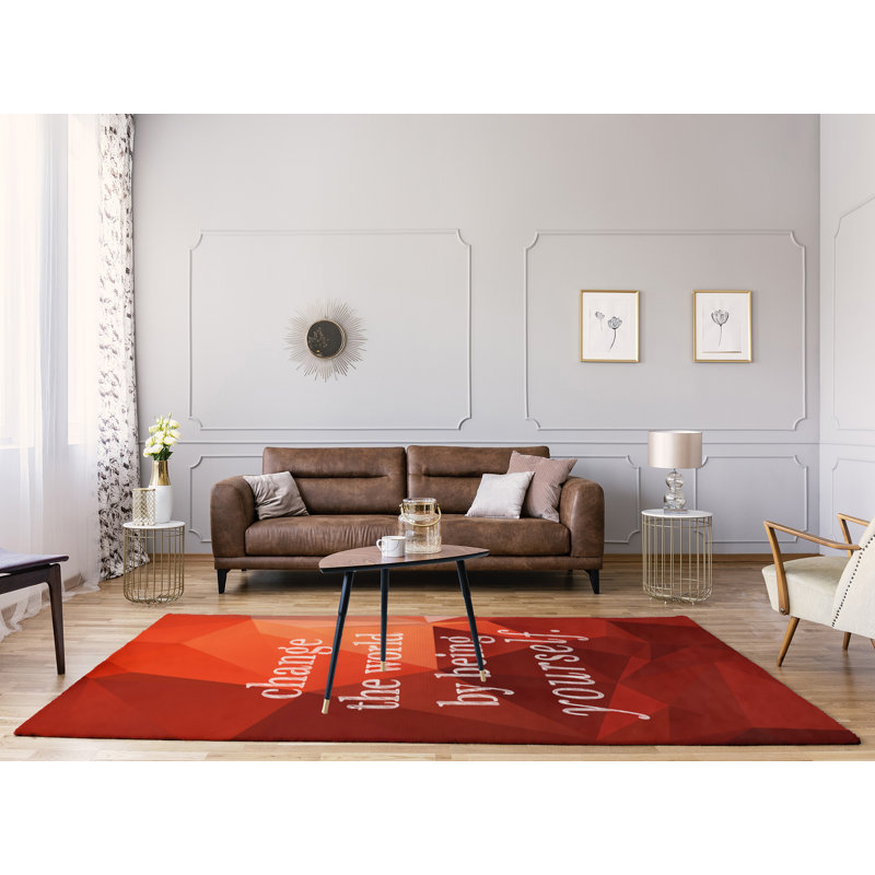 East Urban Home Faux Gemstone Change The World Quote Poly Chenille Rug Wayfair
