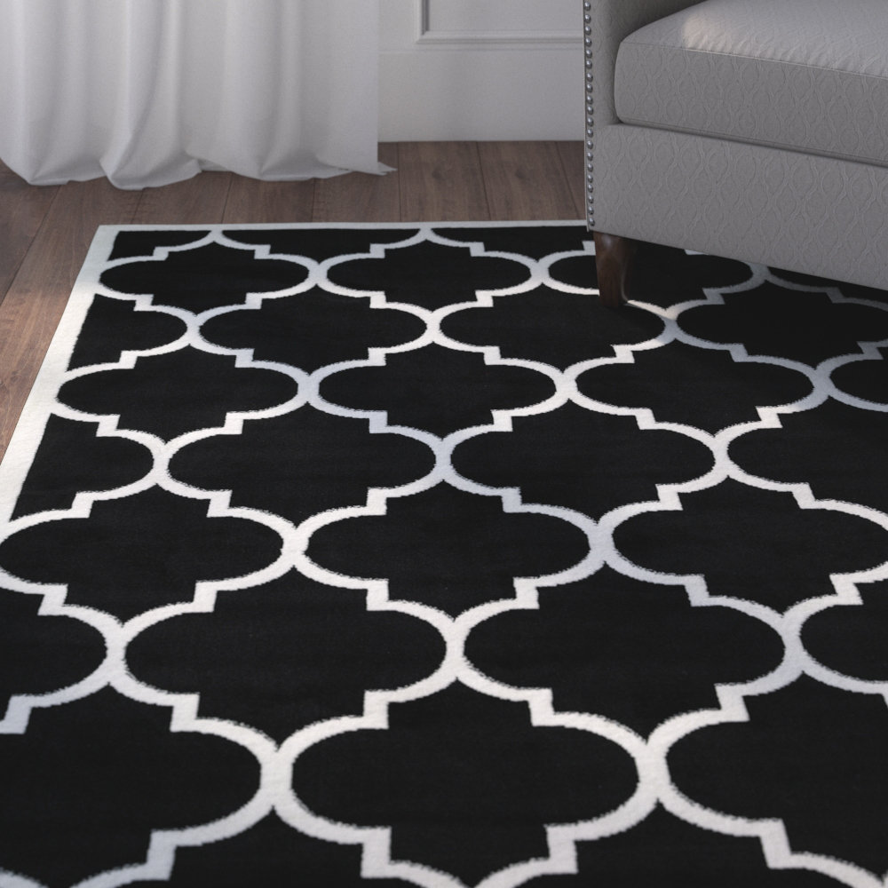 Charlton Home Standridge Moroccan Trellis Design Black White Area Charlton Home Standridge Moroccan Trellis Design Black White Area Rug Reviews Wayfair