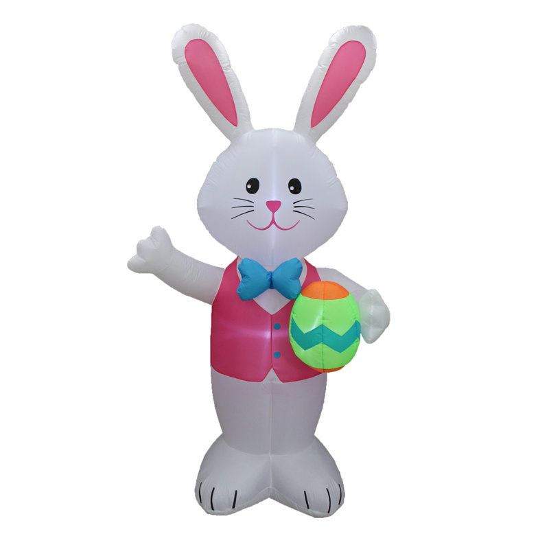The Holiday Aisle 8 Foot Tall East Inflatable Blue Bow Tie Bunny