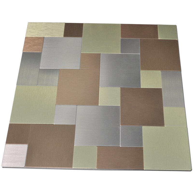 Art3d Peel and Stick Backsplash Long Grain Metal Tile for Kitchen and Bathrooms Blushed Silver 3 x 6 Sample
